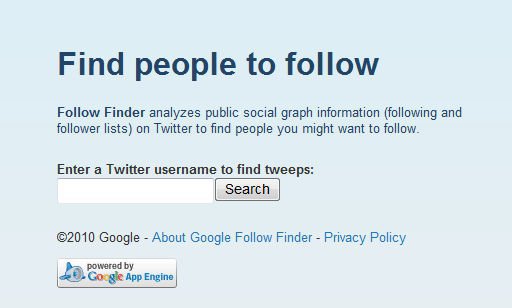 Mit Follow Finder beliebtesten Twitter-Anwender raussuchen